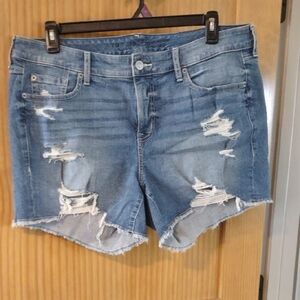 torrid 16 Light Blue Distressed Cutoff Denim Shorts